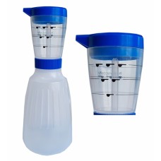 Monitex Style Alginate Mixer Water Measuring Dosing Bottle 400ml - Blue Lid - Squeeze Type with SCOOP Measure Lines - 1pc